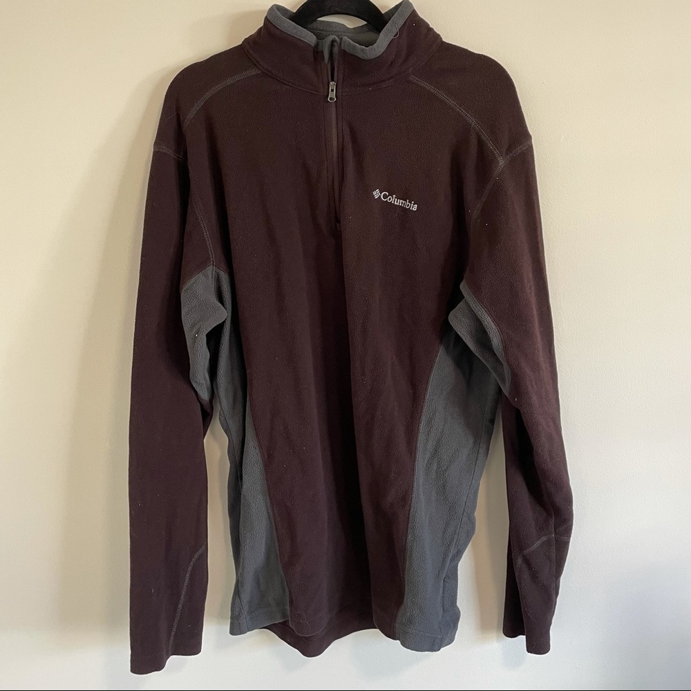 Columbia Grey/Burgundy Fleece Quarter Zip Jacket